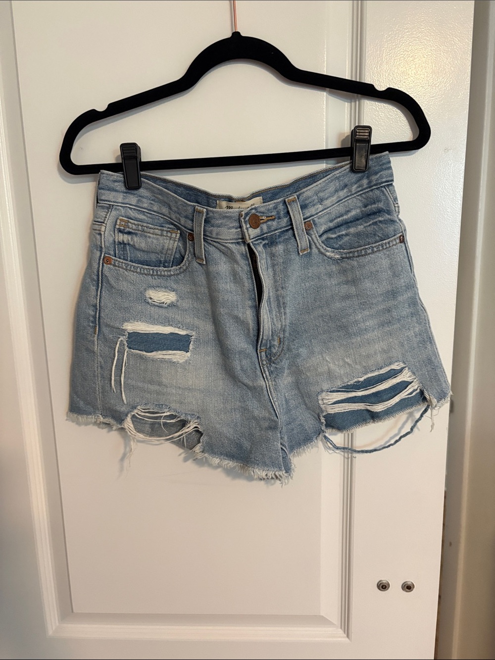 Madewell Light Blue Distressed Denim Cutoff Shorts